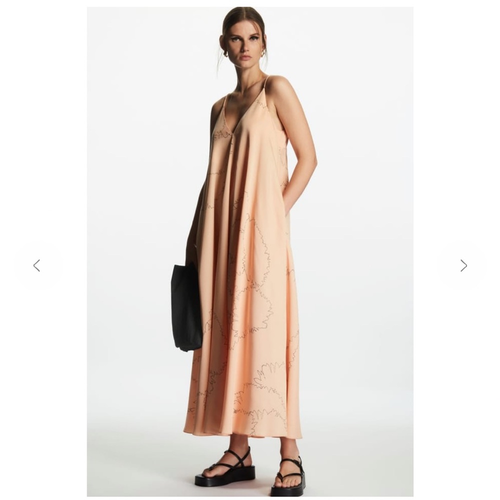 COS V-neck printed slip dress size 6